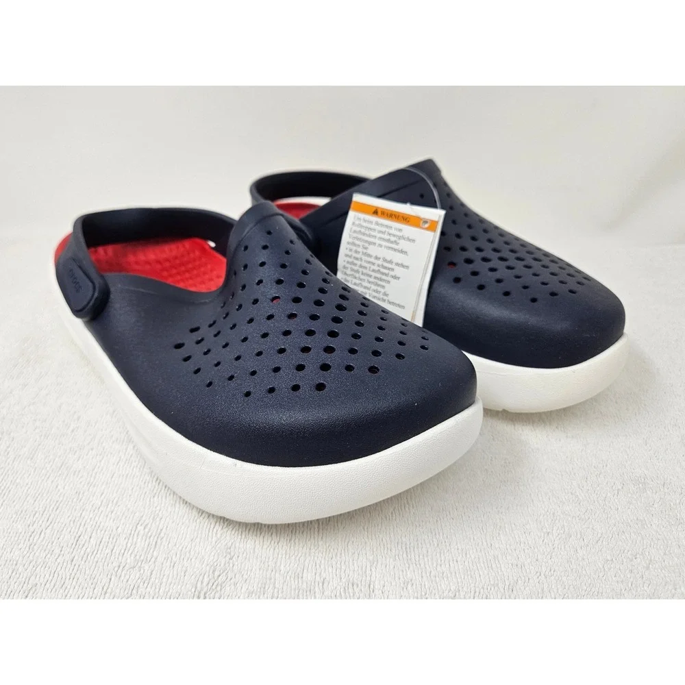 Crocs InMotion Clogs Red/Navy/White, 209964, Men's 5/Women's 7, New w/Blemish